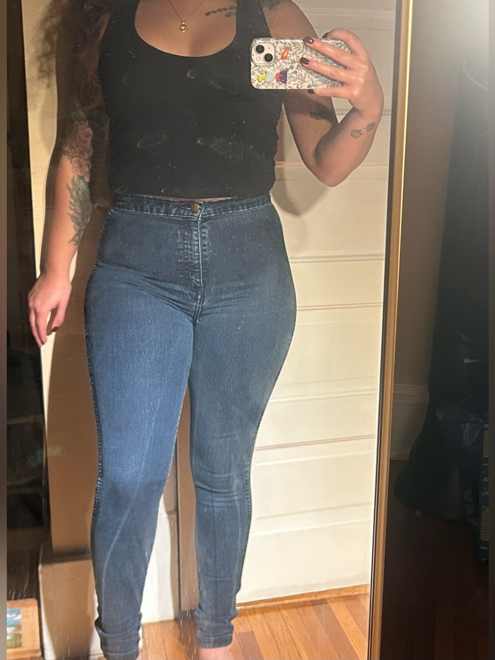 American Apparel Dark Blue High-Waist Skinny Jeans